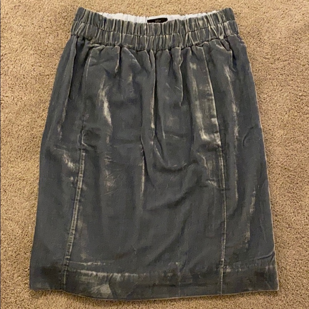 NWOT J. Crew Blue Pull On Velvet Skirt